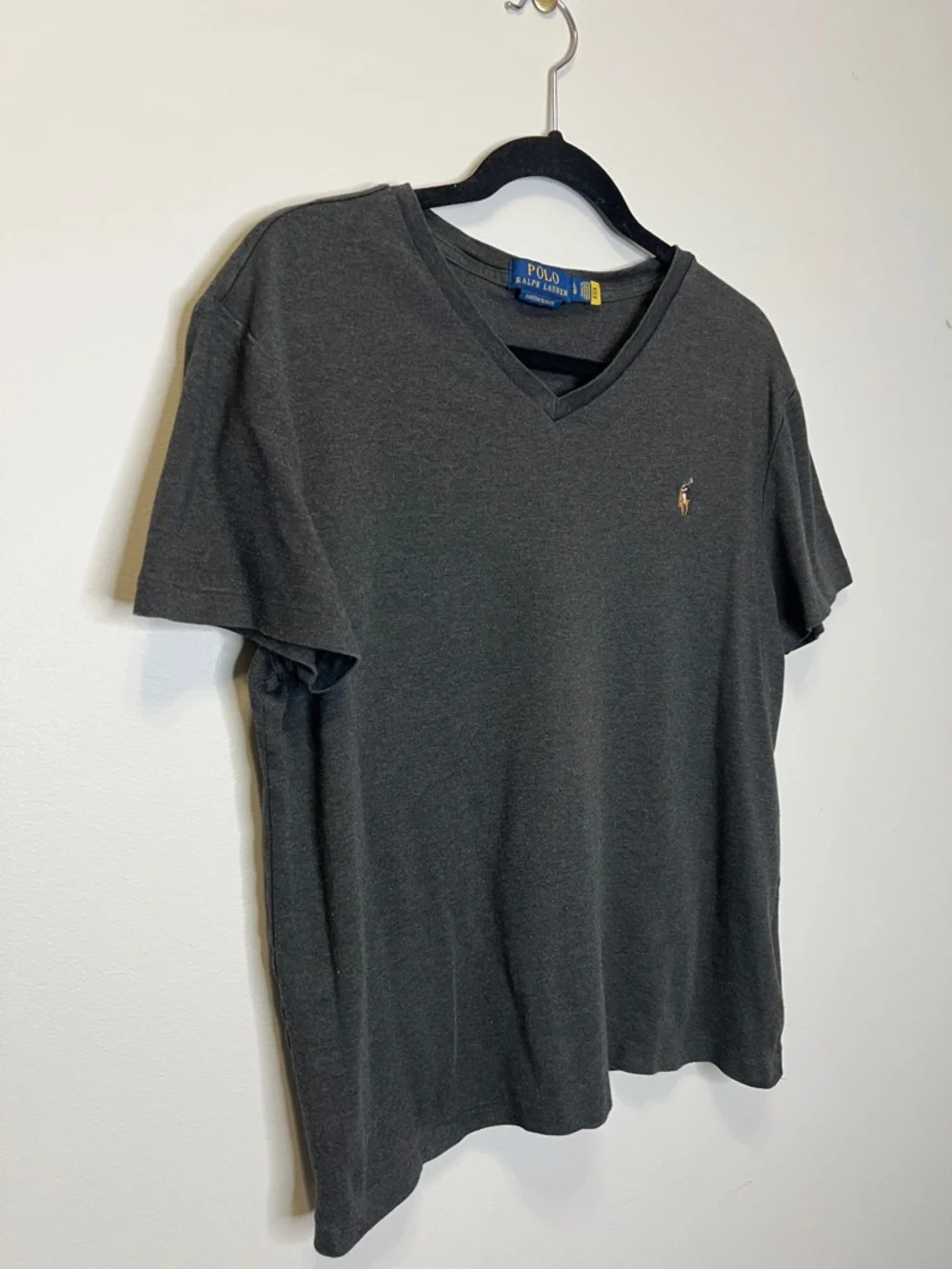 POLO Ralph Lauren Classic 100% Cotton Custom Slim Fit V Neck T-Shirt size Large